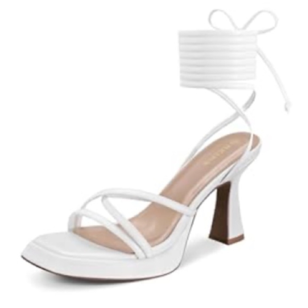 Lace up white heels 7.5